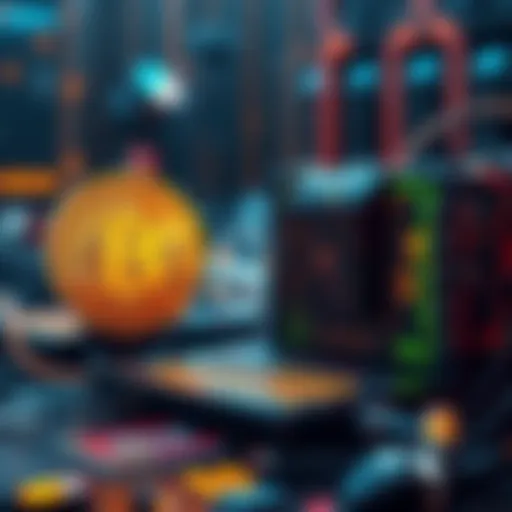 A quantum computer beside a Bitcoin symbol, showcasing the potential future of cryptocurrency technology.