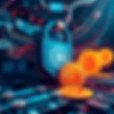 A visual representation of a quantum computer with Bitcoin symbols, illustrating the threat to cryptocurrency security.