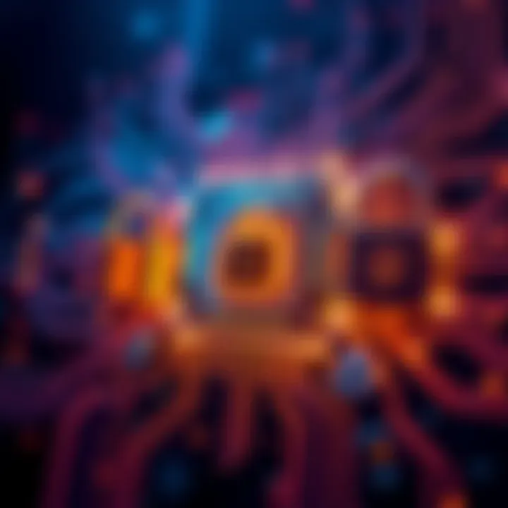 A representation of quantum computing with a visual of a glowing quantum chip surrounded by digital locks, symbolizing encryption and security concerns.