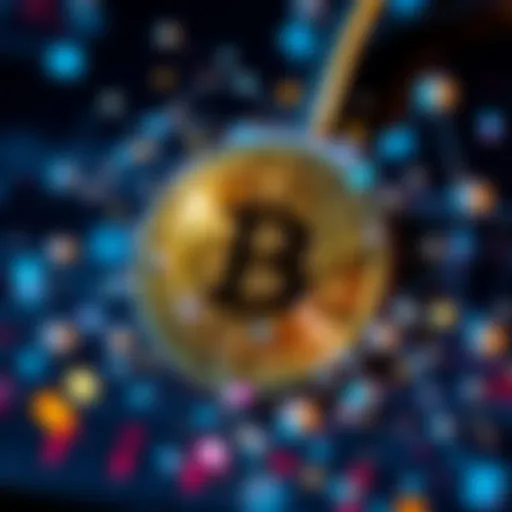 A graphic representation of a digital Bitcoin symbol surrounded by quantum elements, highlighting security concerns in cryptocurrency
