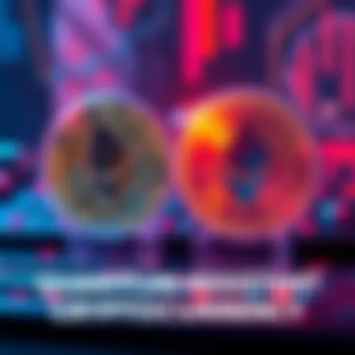 A digital representation showing Bitcoin and Ethereum symbols being shielded from quantum computers, symbolizing protection against quantum threats.