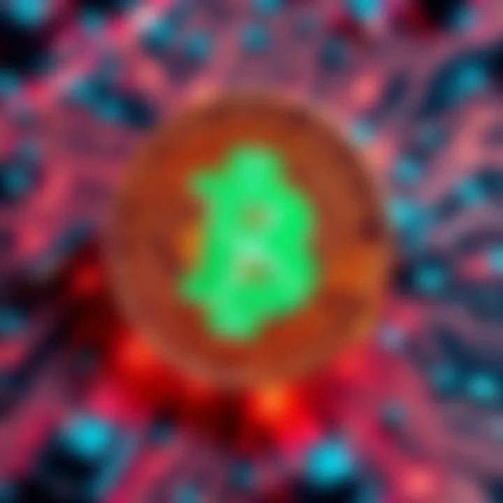 Quantum Technology and Bitcoin A futuristic representation of quantum computers impacting Bitcoin, featuring a digital Bitcoin symbol and quantum circuits