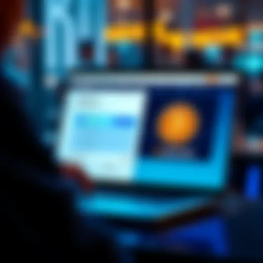 Quickex BTC to XMR Swap A person using the Quickex platform on a laptop screen, displaying a transaction for swapping BTC to XMR, while enjoying a seamless experience without KYC requirements.