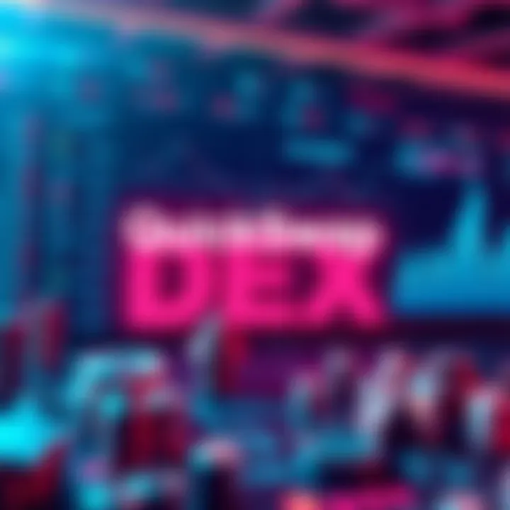 Graphic showing QuickSwap's new decentralized perpetuals DEX with charts and crypto assets