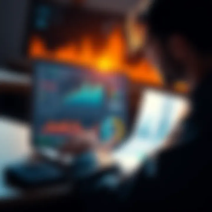 A person analyzing charts and graphs on a laptop, considering long-term investments in Radix for 2030.