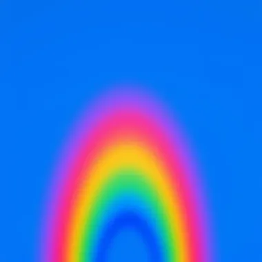 A vibrant rainbow representing the Rainbow of Cope, missing a shade of blue, showcasing various colors like red, orange, yellow, green, and purple.