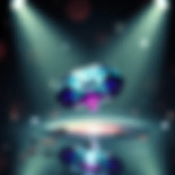 A sparkling gemstone representing an emerging project catching attention with strong support and community backing, symbolizing growth.