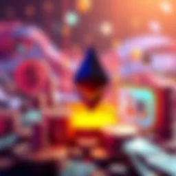 Visual representation of Real-World Assets integrating with Ethereum's DeFi, featuring symbols of cash flow and traditional finance concepts.