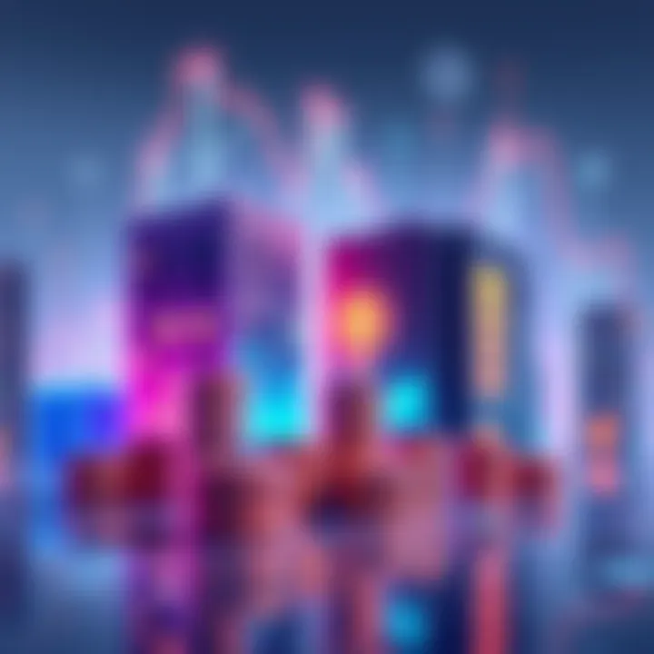 An illustration showing real estate buildings and stacks of coins alongside AI technology symbols, representing the contrast between traditional investments and AI spending.