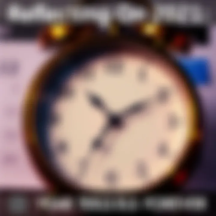 A clock with blurred hands representing the feeling of time passing slowly. In the background, a calendar shows the year 2021 with faded colors, symbolizing memories that linger.