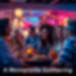 A group of people enjoying a chill gathering with drinks and laughter, creating a warm atmosphere of connection and fun.