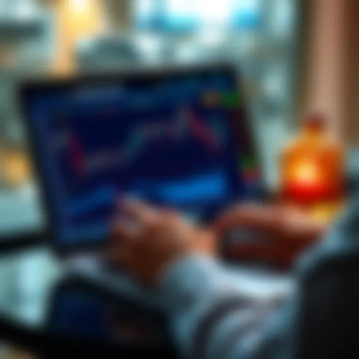 A person analyzing different leverage crypto trading platforms on a laptop, showing charts and numbers.