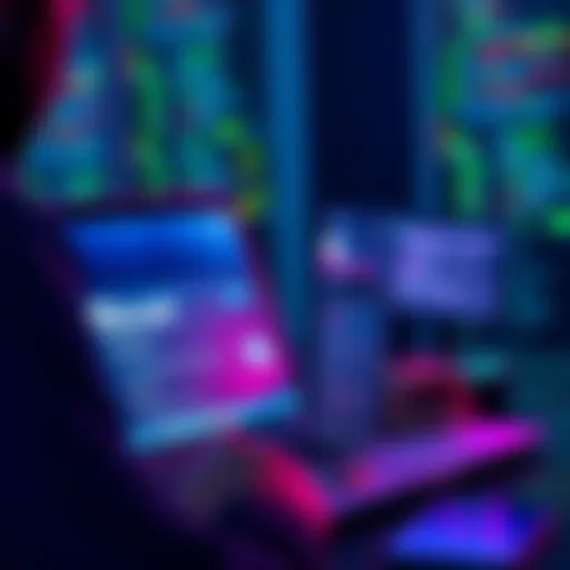 A person using Discord and Telegram on a laptop to manage code projects remotely.
