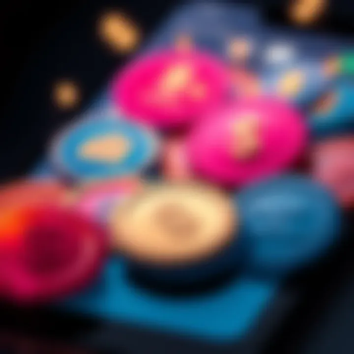 A collection of colorful badges representing achievements in an app, with money symbols in the background to indicate rent earnings.