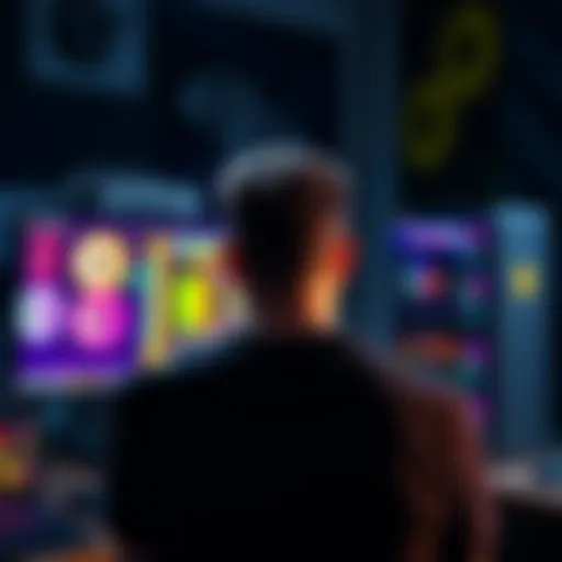 A person looking for hashrate rental, with a computer setup and mining graphics cards in the background, seeking 100 petahash for a month.