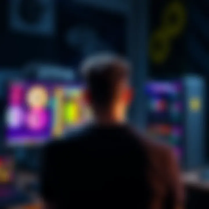 A person looking for hashrate rental, with a computer setup and mining graphics cards in the background, seeking 100 petahash for a month.