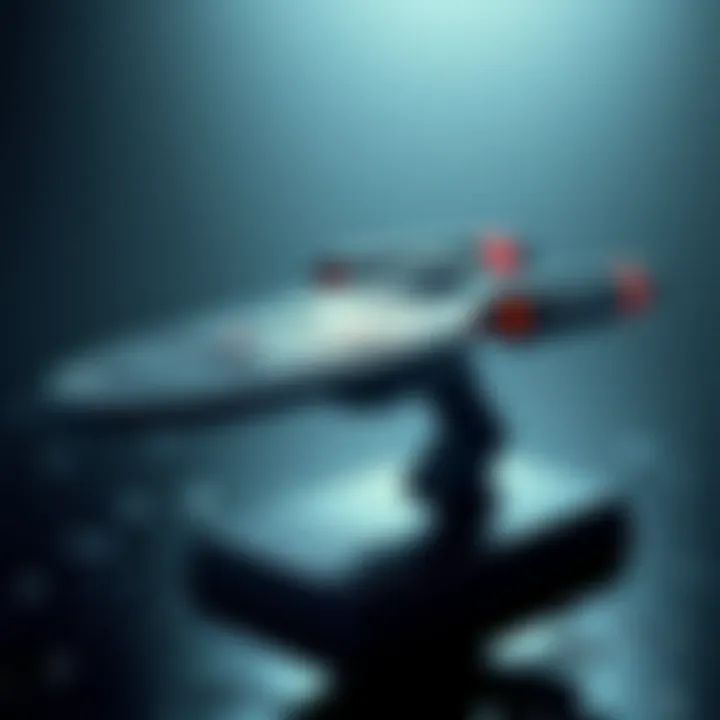 Replacement stand for USS Voyager model A broken model stand for the Revell USS Voyager ship with a search for alternatives