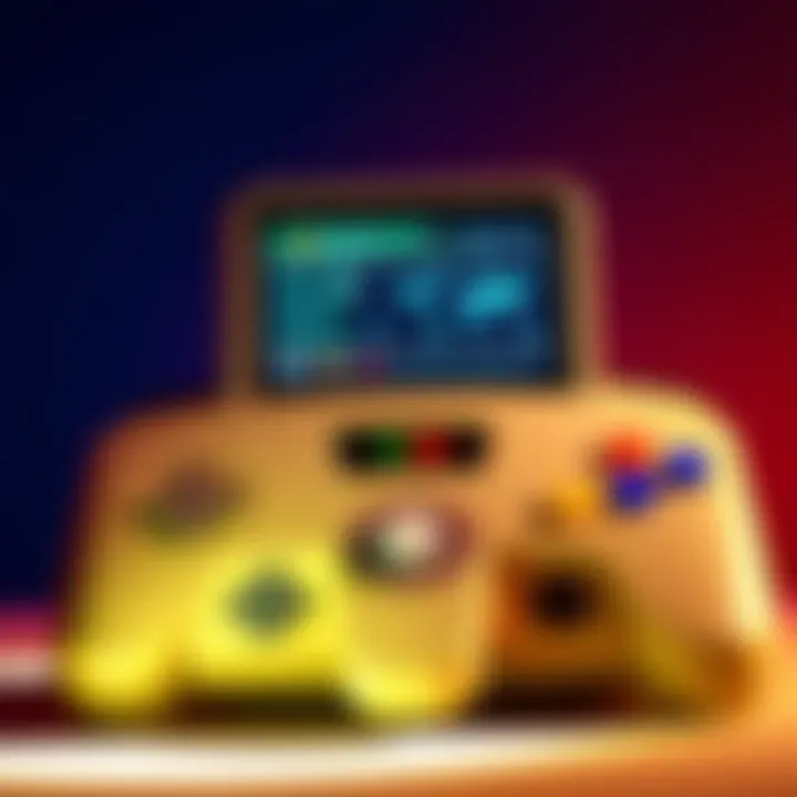 A Nintendo 64 console displaying the Retro-Crypto app interface, showcasing encryption graphics and key generation features.