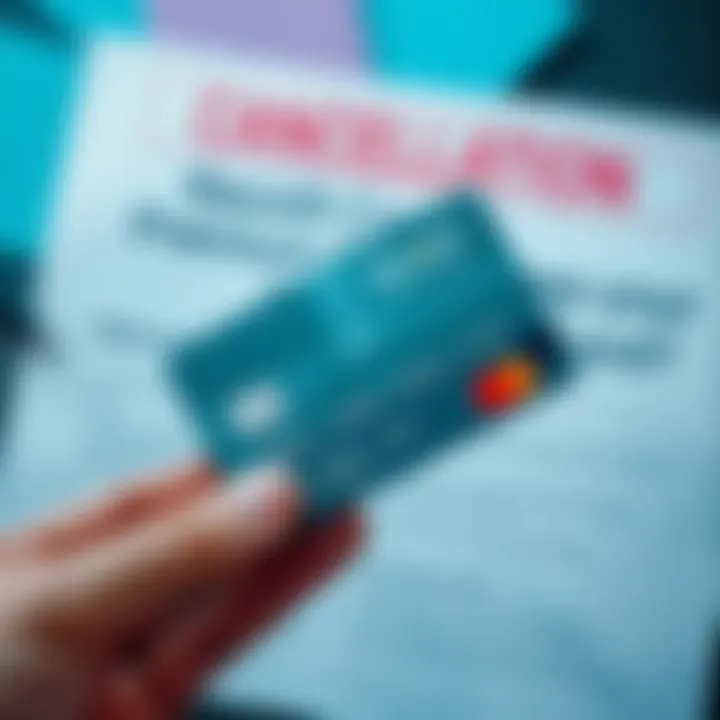 Revolut Premium Card Close-up of a metal Revolut Premium card being held in a person's hand with a cancellation notice in the background