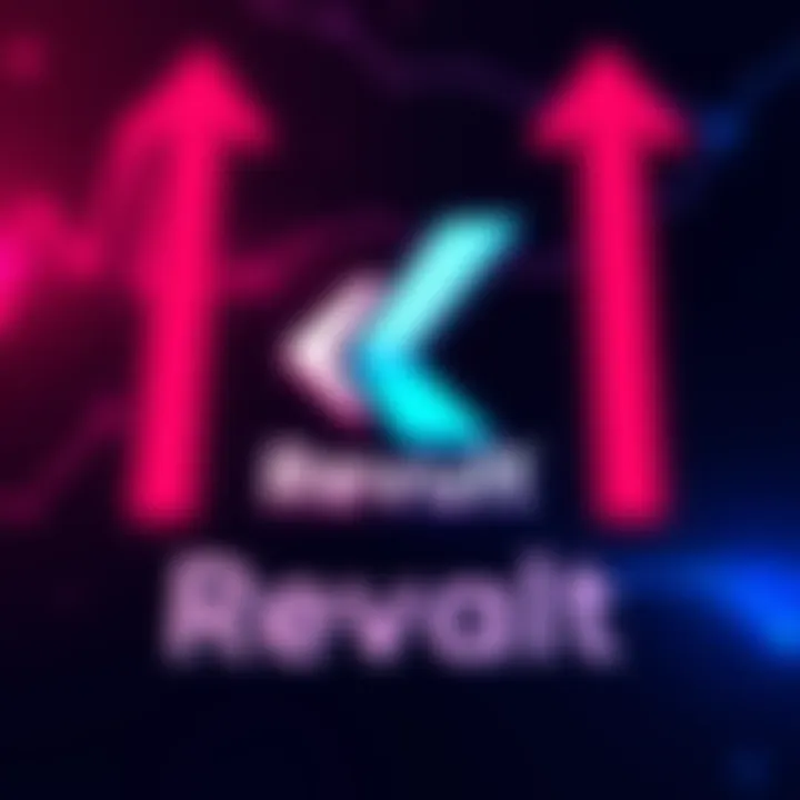 Revolut logo with rising fees graphic Graphic showing Revolut logo with arrows indicating rising fees for international transfers