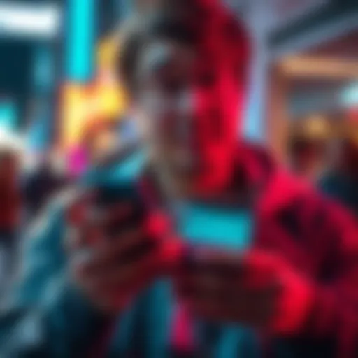 A person looking frustrated while checking the Revolut app on their phone with a locked account notification