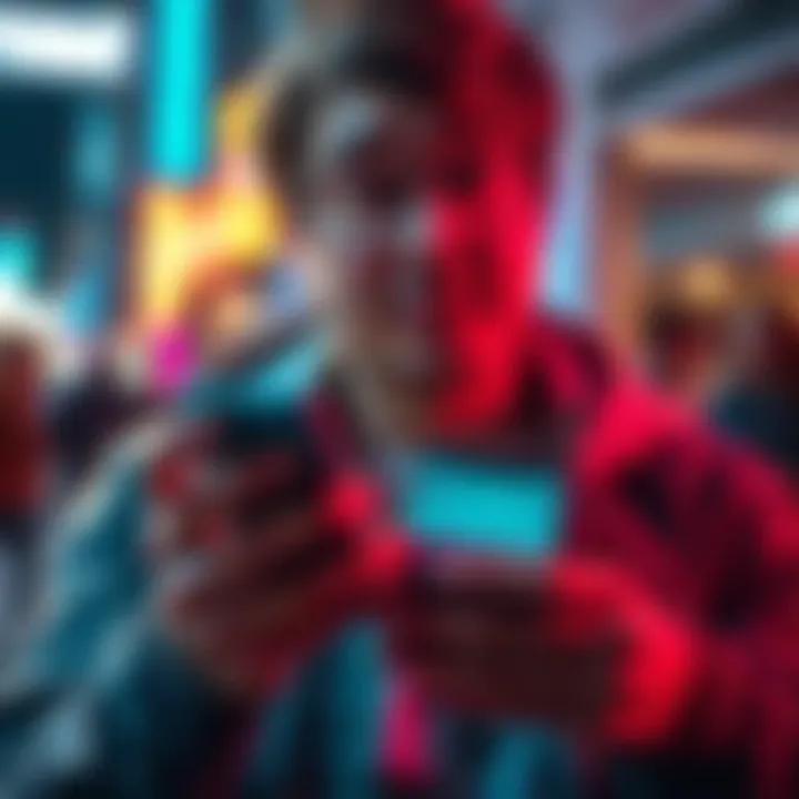 A person looking frustrated while checking the Revolut app on their phone with a locked account notification