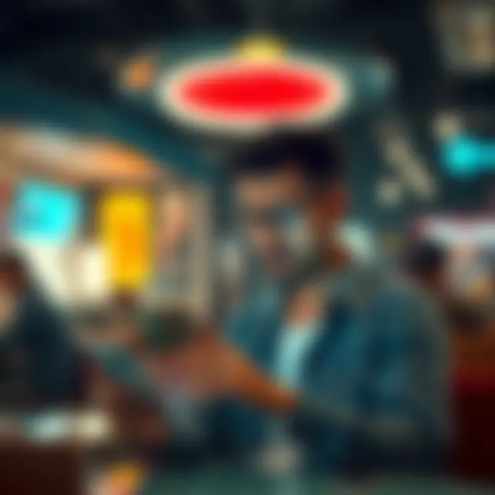 A person looking stressed while checking their phone for Revolut account updates in a cafe in the Philippines