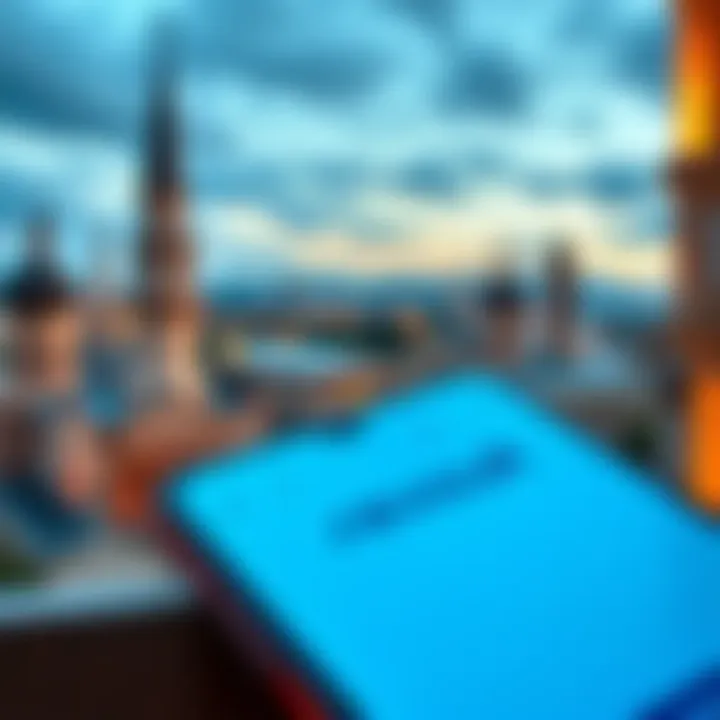 A close-up of the Revolut app displayed on a smartphone screen with Georgian landmarks in the background.