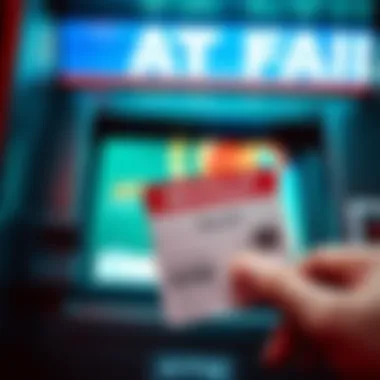 A Revolut card displayed with a failed ATM transaction notice and a cash withdrawal receipt showing $350