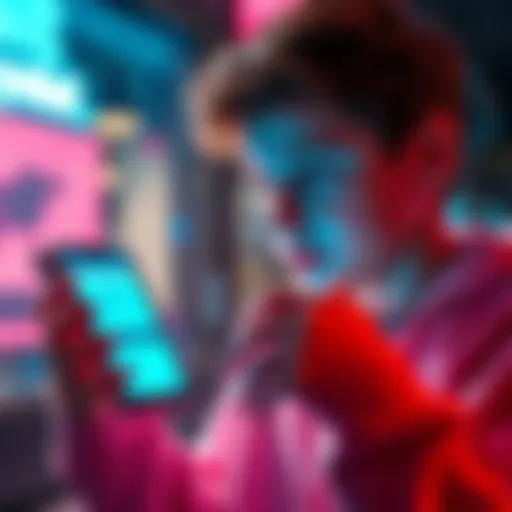 A young person using a smartphone to explore Revolut's banking features, focusing on crypto accounts for under-18s.