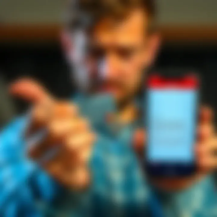 A person looking frustrated while holding a canceled Revolut card in one hand and a phone in the other, showing the app screen with an error message about the Metal plan upgrade.