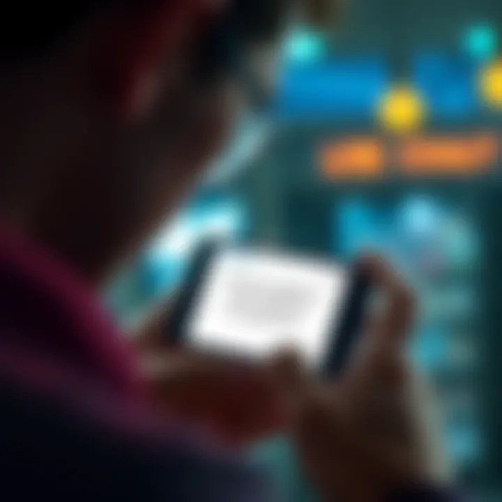 A person looking at a phone displaying a message about Revolut removing cash deposit options in the UK.