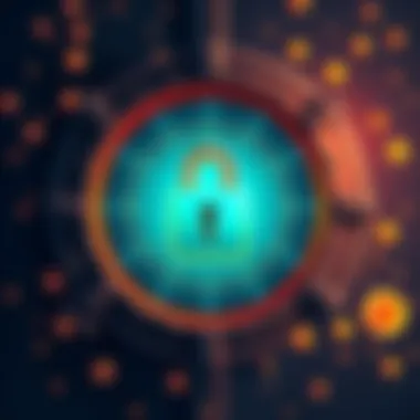 Illustration of a locked digital vault with cryptocurrency symbols around it, representing frozen crypto funds on Revolut.