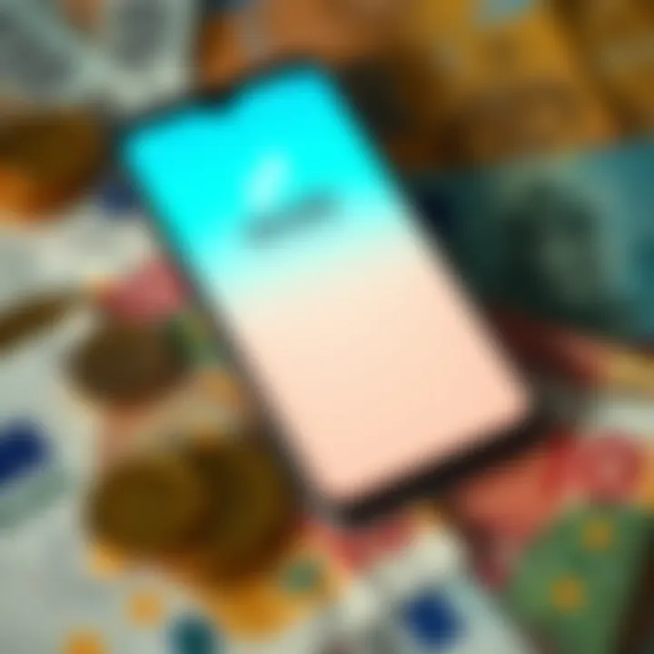 A smartphone displaying the Revolut app alongside Euro banknotes and coins, illustrating currency conversion for travelers