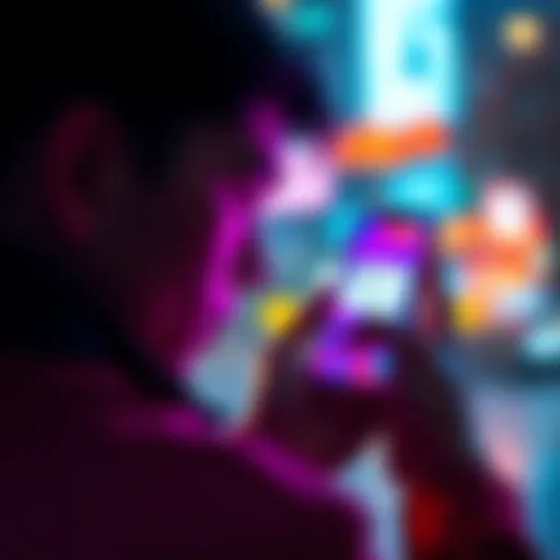 A person looking at a smartphone showing a notification about Revolut's monthly reward winners
