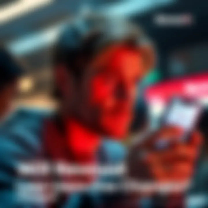 A concerned user looking at a smartphone displaying Revolut's app with perk notifications