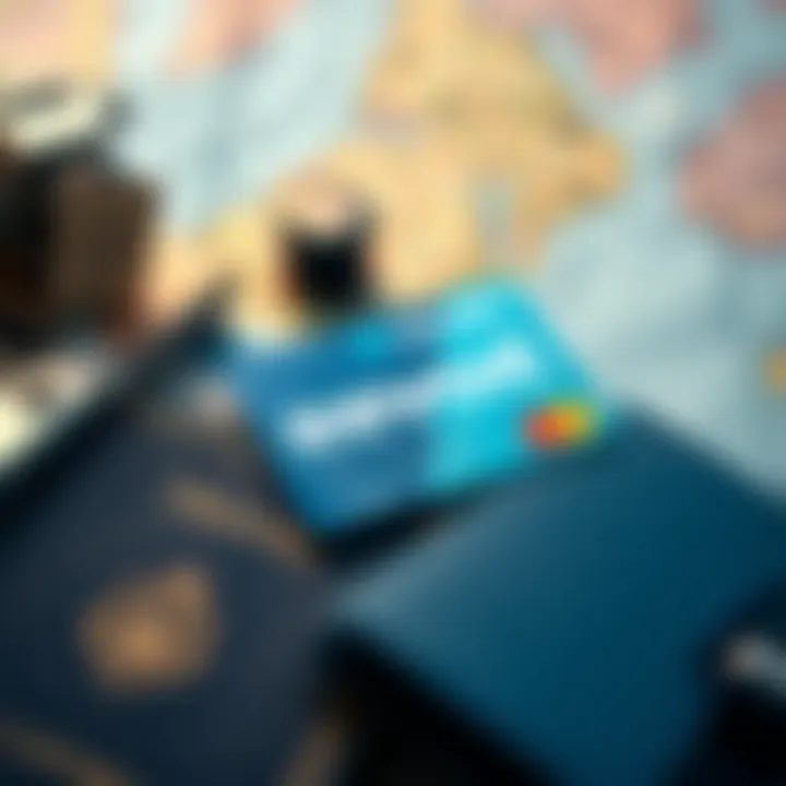 A Revolut card placed beside a passport, travel guide, and a map, symbolizing travel finance management.