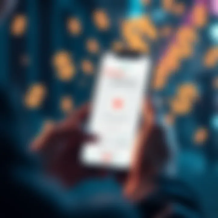A person using a smartphone with the Revolut app open, showing a transfer screen, and dollar signs in the background to signify money transfer.