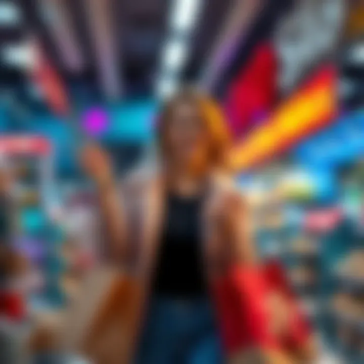 A person happily shopping with various items showcasing different ways to spend 21,000 Revpoints.