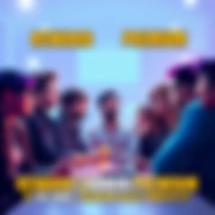 A group of people engaging in a discussion about the benefits of the Reward Ladder Premium, with some showing interest and others looking skeptical.