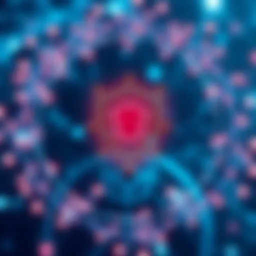 A visual representation of ring signature technology enhancing AI security, showing interconnected nodes and a shield symbol, emphasizing protection for brain-computer interfaces against hacking threa...