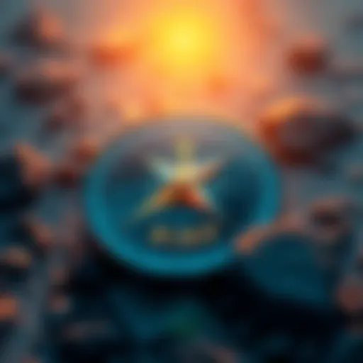 A visual representation of Ripple's logo with a compass pointing North, symbolizing the uncertain future of XRP as a cryptocurrency