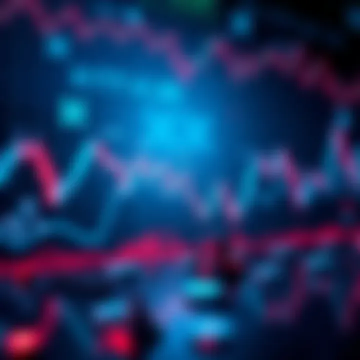 Graphic showing Ripple XRP price chart with downward trend and icons representing market forces