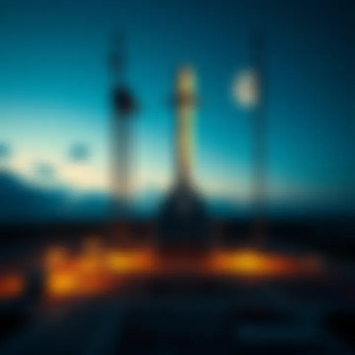 A rocket on the launchpad undergoing final preparations for a mission to the moon