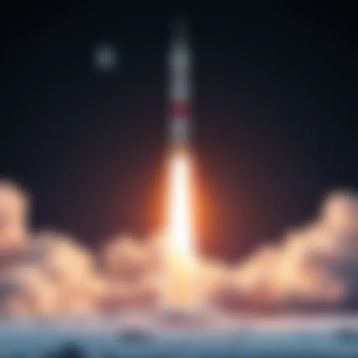 A rocket launching into space on a mission to land on the moon by 2026