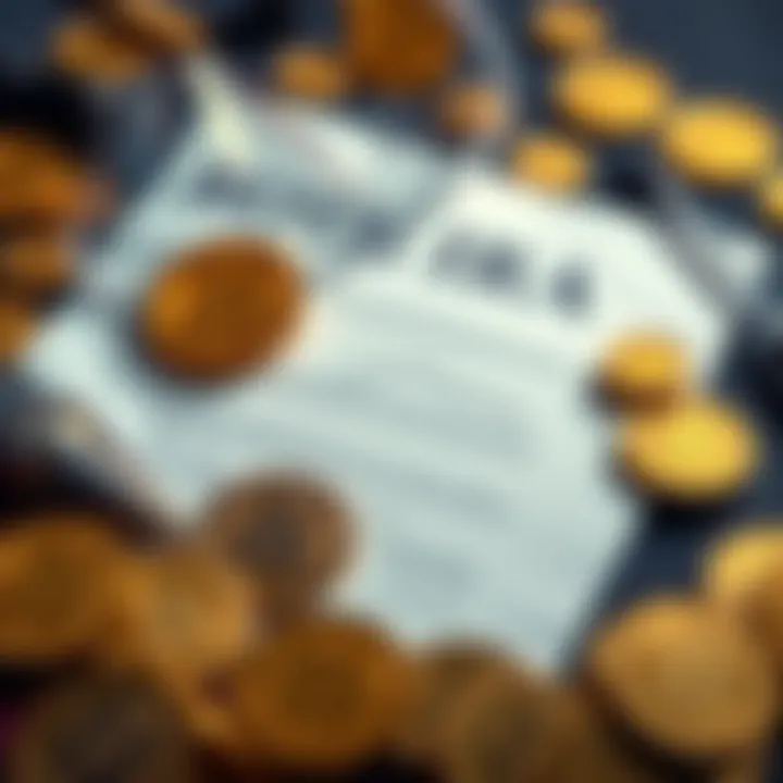 A graphic showing a Roth IRA document with FBTC coins around it, symbolizing investment ideas.