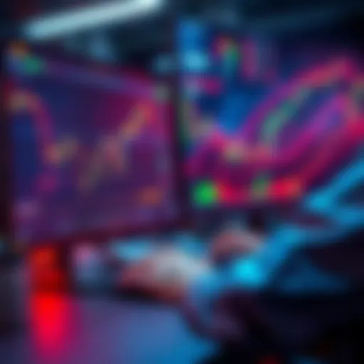 A person using a computer to trade RSN tokens on a digital exchange platform, showing graphs and charts related to trading activity.