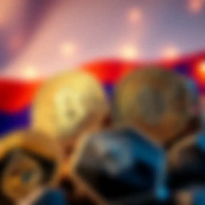 Bitcoin and Ethereum symbols with a Russian flag, representing Russia's choice of cryptocurrencies as collateral, excluding XRP.