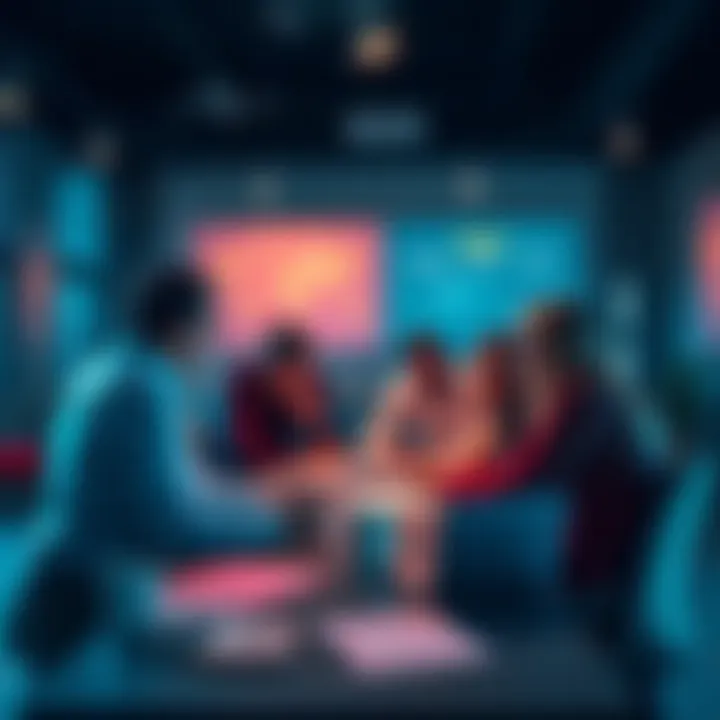 Group of early-stage RWA founders brainstorming legal strategies around a table with documents and a laptop