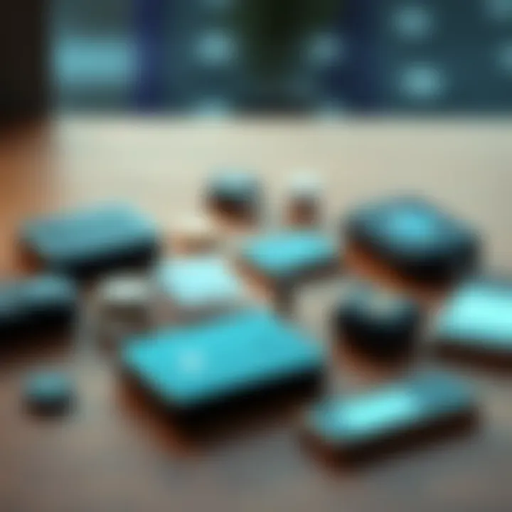 Various secure asset management devices and options on a table